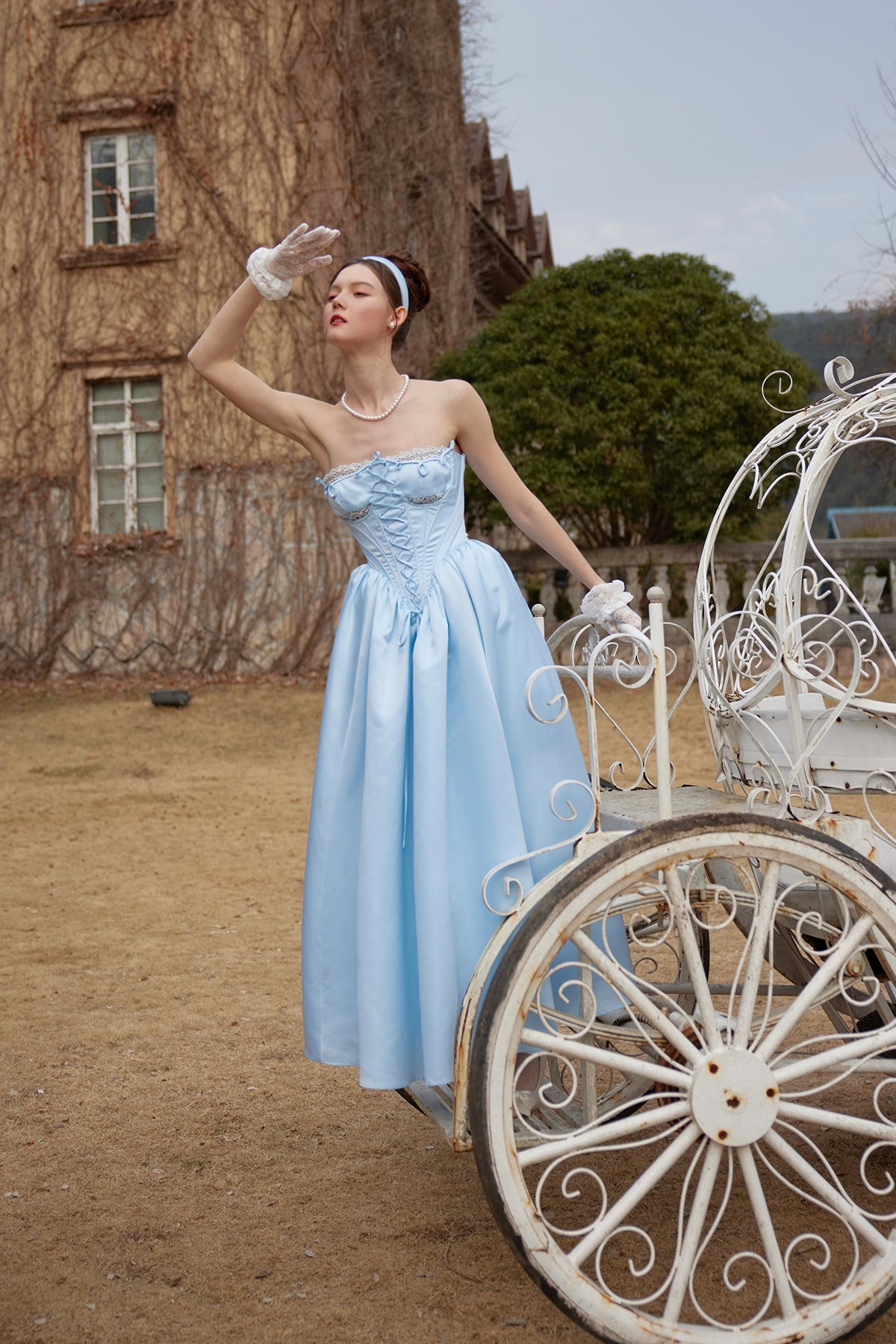 French Princess Series Satin Herringbone Dress R5107