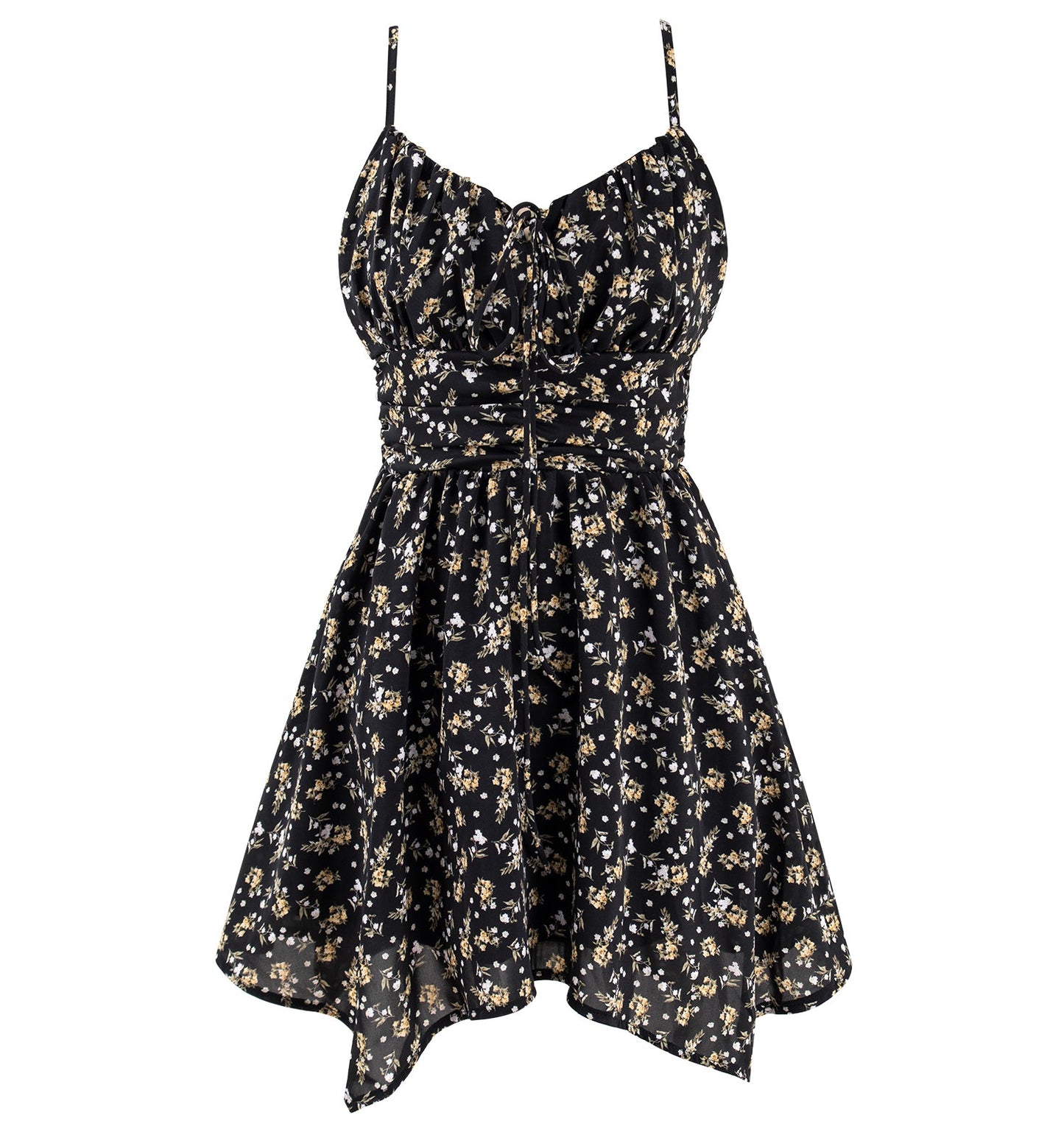 2025 black floral dress irregular tea break skirt short skirt hot girl waist suspender skirt R0099