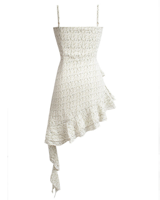 Seaside holiday style slim irregular floral suspender dress 2025 new ruffled temperament skirt R0083
