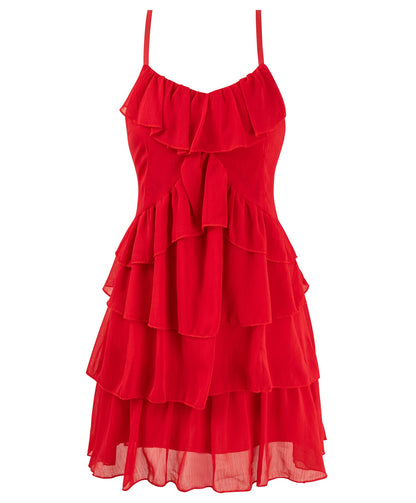 Whitening little red dress suspender dress new style ruffled high-grade waist short skirt R0085