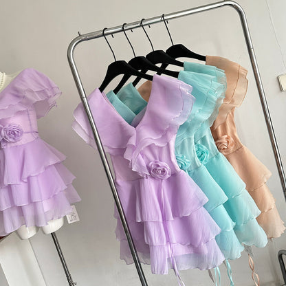 Cute A Line V Neckline Layers Summer Dress Holiday Party Outfits For Girls DP0154