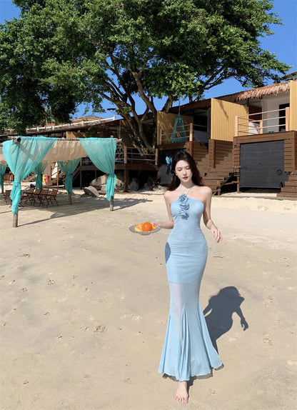 Fishtail Blue Long Stunning Evening Gown Party Prom Dress       S7266