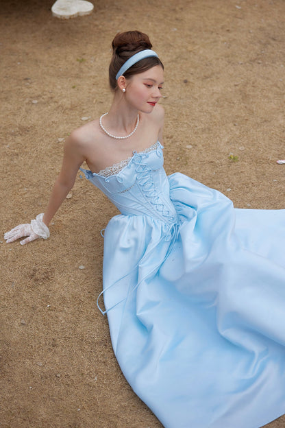 French Princess Series Satin Herringbone Dress R5107