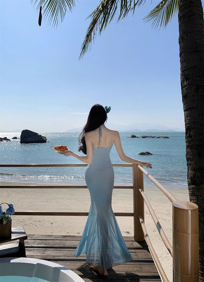 Fishtail Blue Long Stunning Evening Gown Party Prom Dress       S7266