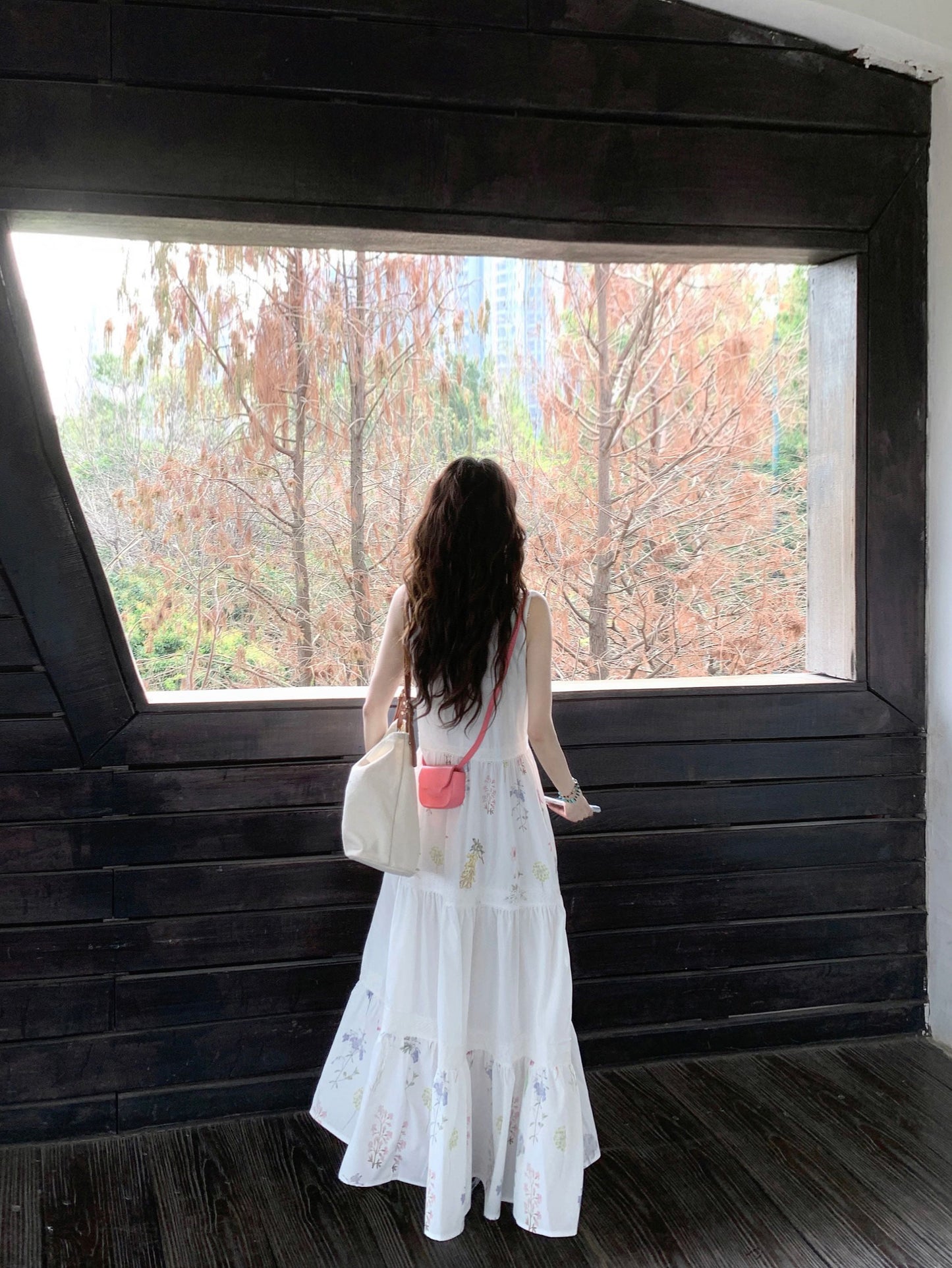 Sleeveless vest floral dress 2025 new gentle temperament loose A-line long skirt R0623