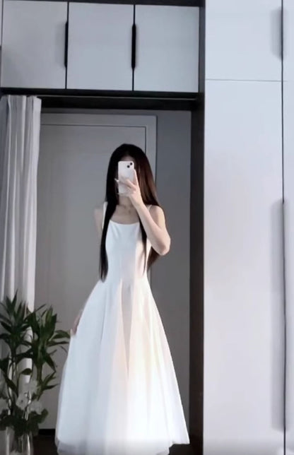 French style high-end dress, super beautiful, evening dress, super fairy, beautiful suspender long dress R0441