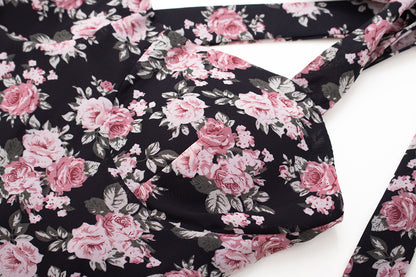 2025 new floral dress women's bow waist tea break dress suspenders short skirt R0014