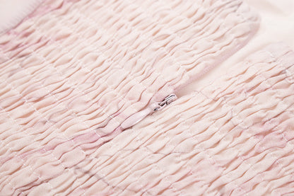 2025 new pink suspender dress ruffled fairy seaside long dress R0038