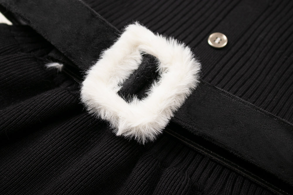 Suspender skirt autumn and winter atmosphere wear 2025 new sweet hot girl one shoulder sweater knitted dress R0023