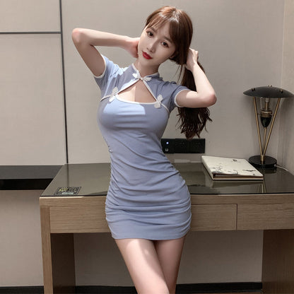 2025 summer new French style retro young girl sexy tight dress R3675