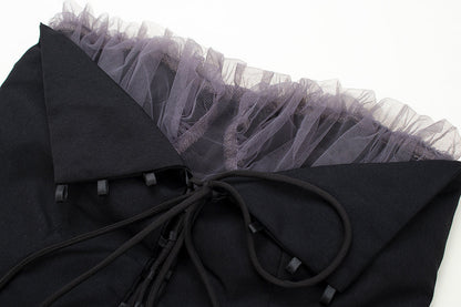 Dark heavy industry niche design gray purple yarn romantic irregular tube top dress R0015