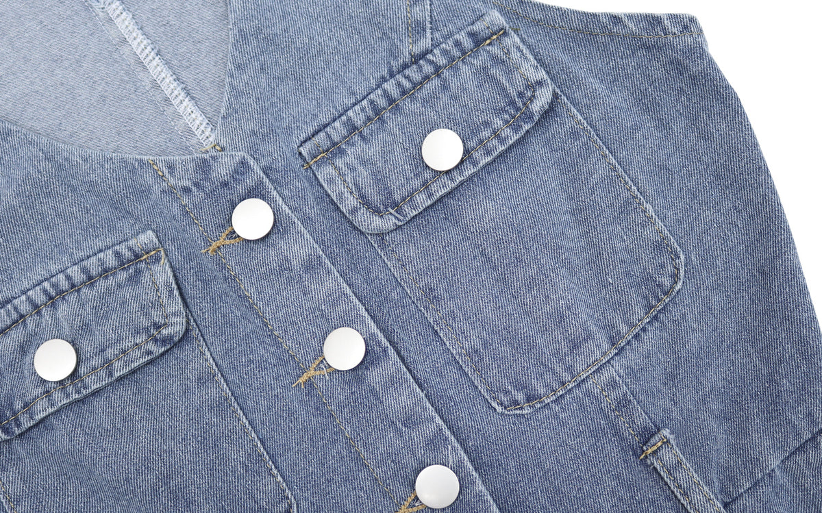 Denim skirt design halter neck skirt niche short small pleated skirt dress female summer hot girl R0098
