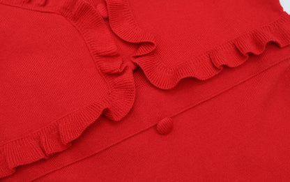 Sweet and spicy knitted hip skirt slim fit ear-edge dress design short skirt R0115