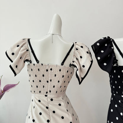 Cute A Line V Neckline Polka Dots Summer Dress Holiday Party Outfits For Women DP0104