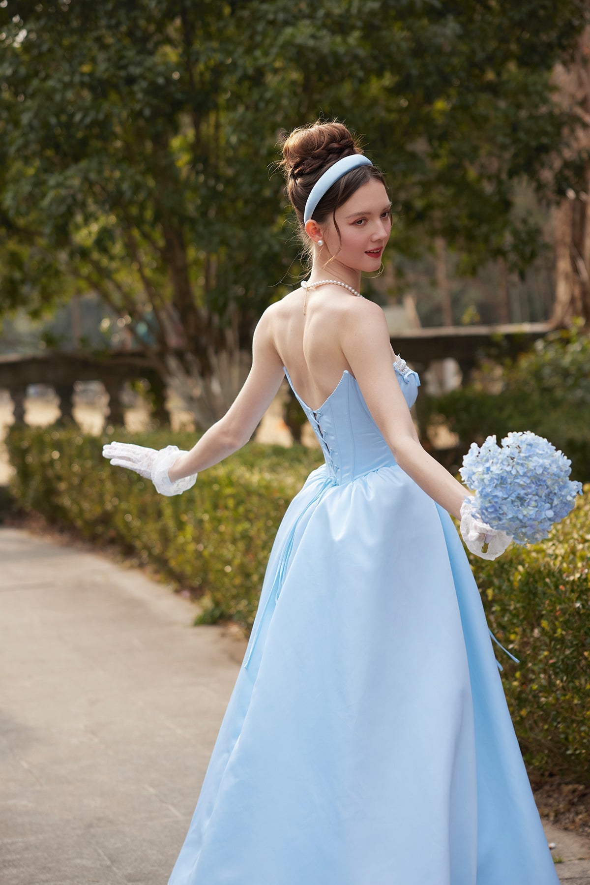 French Princess Series Satin Herringbone Dress R5107