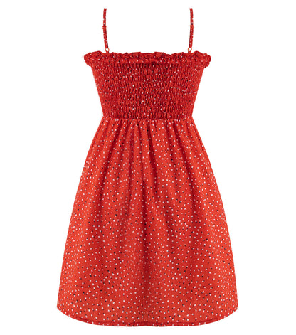 Red polka dot dress sexy hot girl suspenders floral dress summer 2025 new female short style R0080