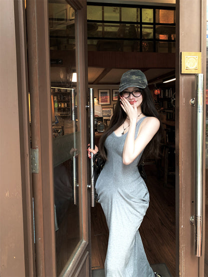 Suspender dress 2025 new style temperament figure-hugging waist slimming hip skirt R0570