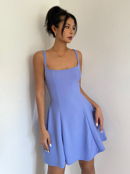 High-grade simple backless suspender dress for women summer lace-up short skirt R3044