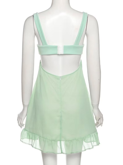 Green A-line Mini Homecoming Dress,Backless Party Dress,Y2510
