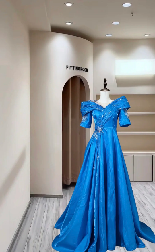 Unique Lemon Green Satin Pleated Ball Gown Long Party Dress With Beads