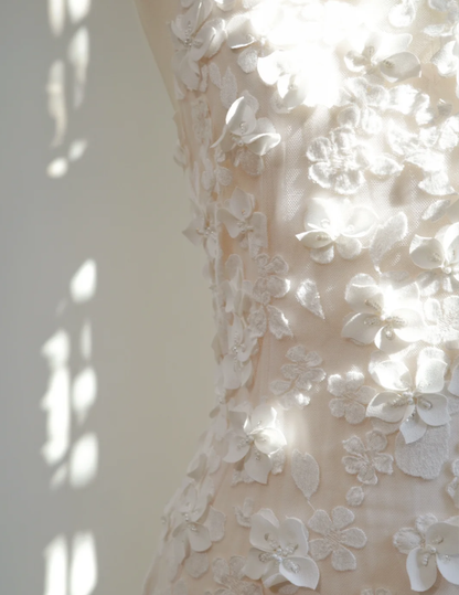 Pretty Sleeveless white Tulle Appliques Mermaid Long Wedding Dress Bridal Dress D2156
