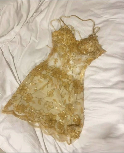 Pretty Spaghetti Straps Pink Sequin Grade Homecoming Dress Short Birthday Outfits Cocktail Dress S348