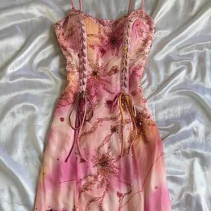 Classy Pink Chiffon Beaded Long Prom Gown Formal Evening Dress Y9742