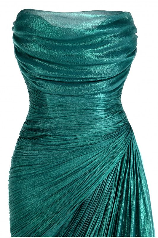 Unique Green Strapless Tulle Ruched Evening Gown Long Party Prom Dress cc2179