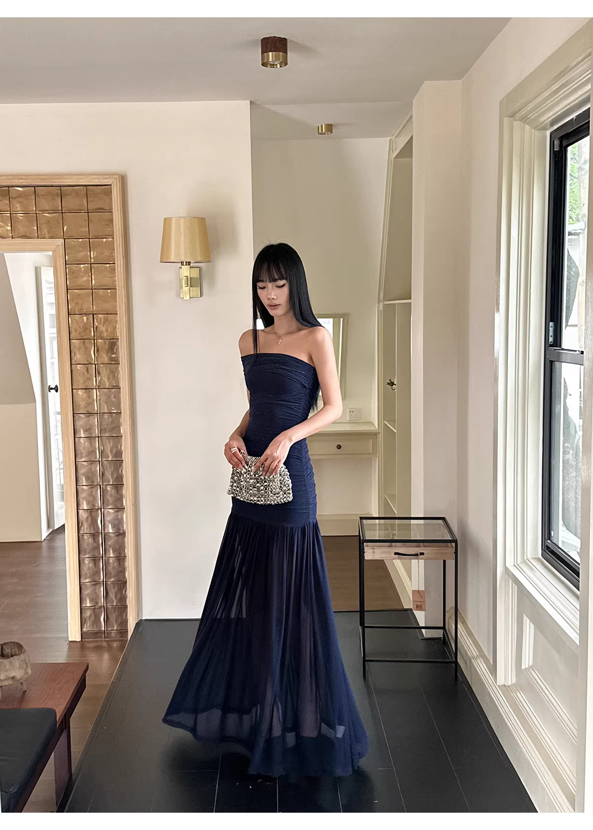 Sexy Halter V Neck White A Line Long Party Dress Formal Evening Gown