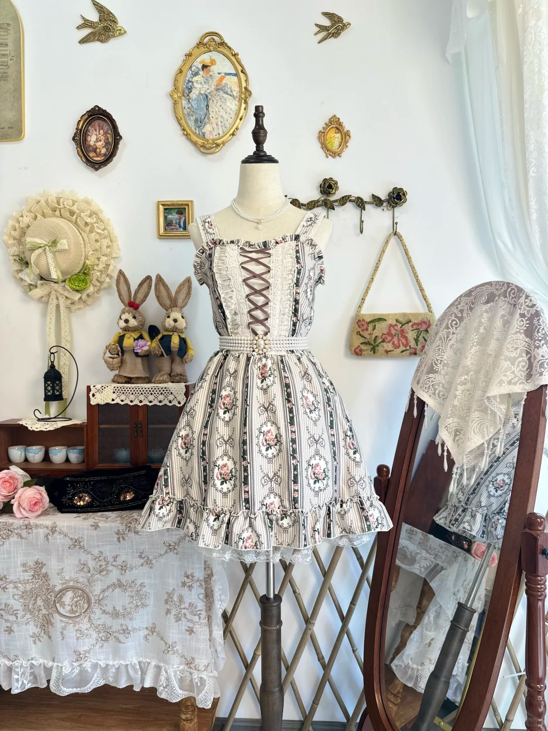 Unique Straps Satin Print Floral Lace Short Birthday Outfits Formal Graduation Homecoming Dress D314