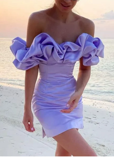 Pretty Homecoming Dress Off the Shoulder Hugging Short Prom Dress Back to School Outfits Party Dress  D6051