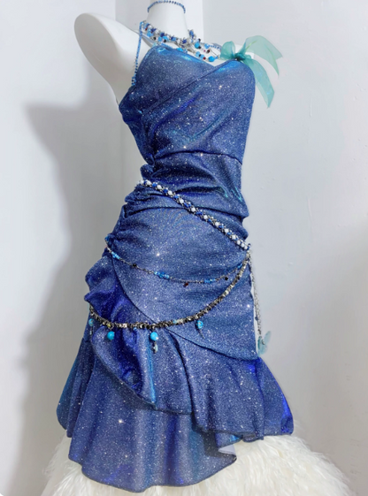 Pretty Homecoming Dress Spaghetti Straps Sequins Prom Dress Back to School Outfits Party Dress  D6150