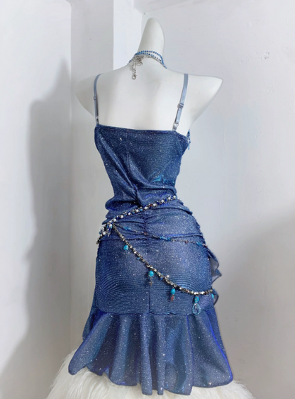 Pretty Homecoming Dress Spaghetti Straps Sequins Prom Dress Back to School Outfits Party Dress  D6150