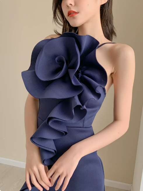 Elegant Homecoming Dress Asymmetic Flowers Prom Dress Back to School Outfits Party Dress  D6160