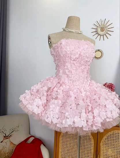 Elegant Homecoming Dress Strapless Cascade Butterfly Prom Dress Back to School Outfits Party Dress  D6205