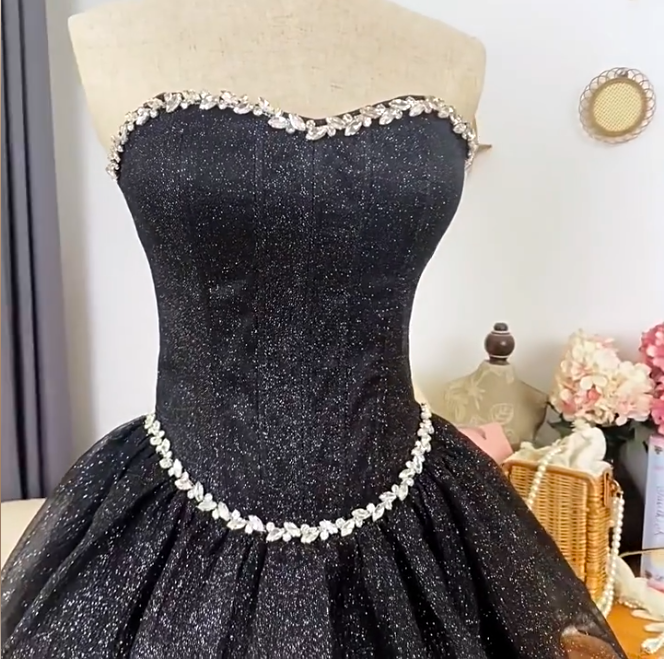 Charming Homecoming Dress Sweetheart Rinestone Tulle Prom Dress Back to School Outfits Party Dress  D6198