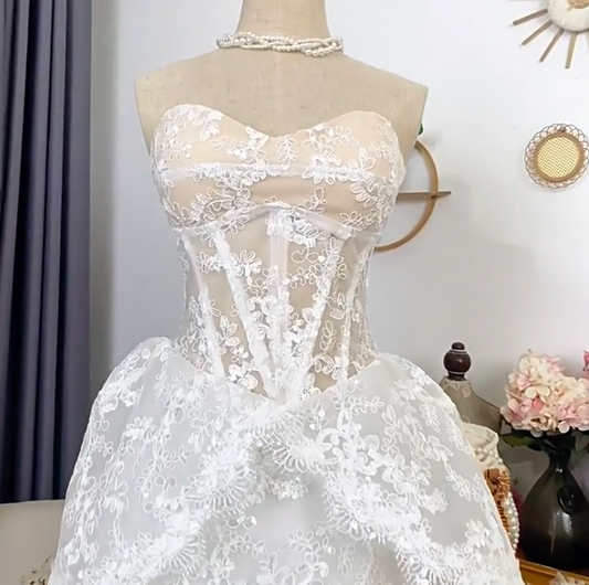 Elegant Homecoming Dress Sweetheart Lace Prom Dress Back to School Outfits Party Dress  D6204