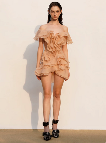 New Homecoming Dress Off the Shoulder Flouncing Cascade Prom Dress Back to School Outfits Party Dress  D6218