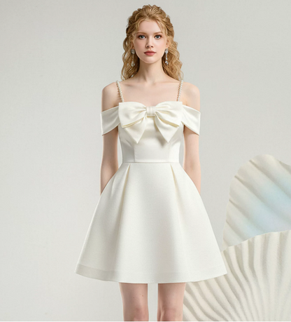 New Homecoming Dress Spqghetti Strap Bowknot Prom Dress Back to School Outfits Party Dress  D6247