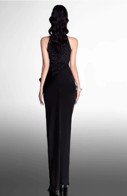 Stunning Homecoming Dress High Collar Hi-Lo Flower Sequin Prom Dress Back to School Outfits Party Dress  D6256