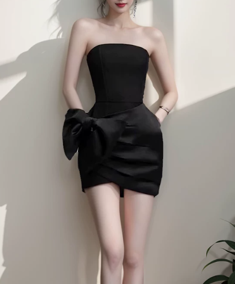 New Homecoming Dress Strapless Bowknot Prom Dress Back to School Outfits Party Dress  D6273