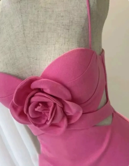 New Homecoming Dress Spaghetti Strap Flower Prom Dress Back to School Outfits Party Dress  D6274