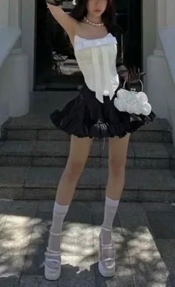 New Homecoming Dress Strapless Bowknot Prom Dress Back to School Outfits Party Dress  D6292