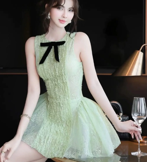 New Homecoming Dress Jewel Bowknot Lace Prom Dress Back to School Outfits Party Dress  D6294