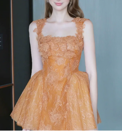Stunning Homecoming Dress Square Applique Prom Dress Back to School Outfits Party Dress  D6301