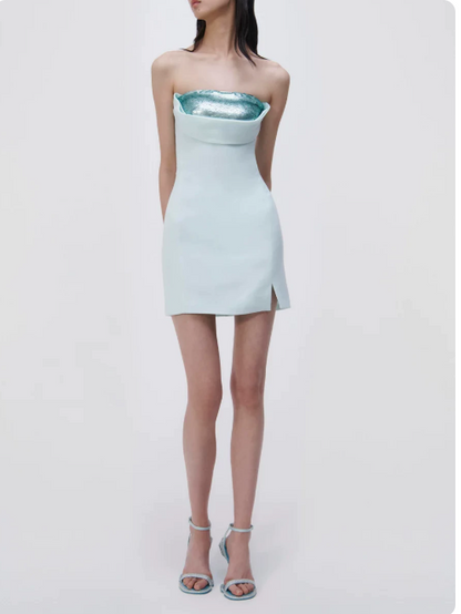 New Homecoming Dress Strapless Dress Back to School Outfits Party Dress  D6340