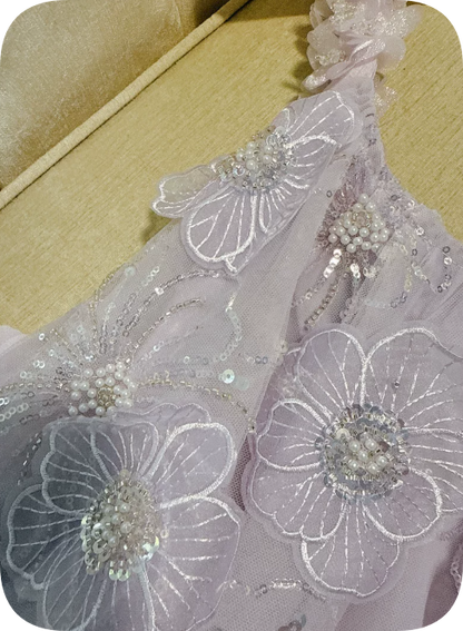 New Homecoming Dress Sheer Straps Flower Beading Dress Back to School Outfits Party Dress  D6348