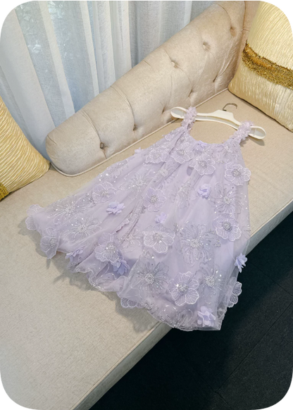 New Homecoming Dress Sheer Straps Flower Beading Dress Back to School Outfits Party Dress  D6348