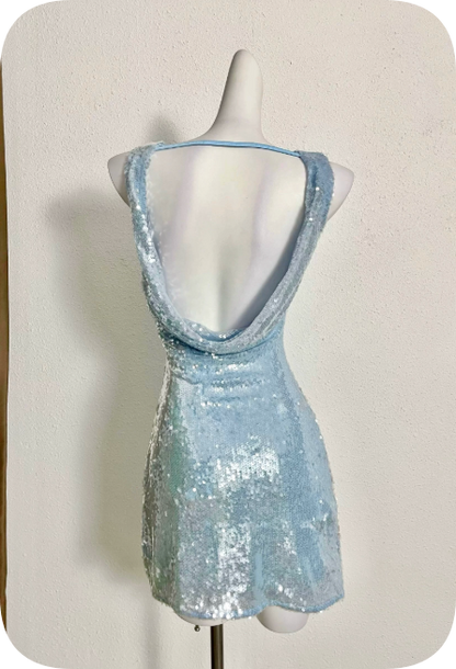 Shiny Homecoming Dress Jewel Sequins Backless Dress Back to School Outfits Party Dress  D6352