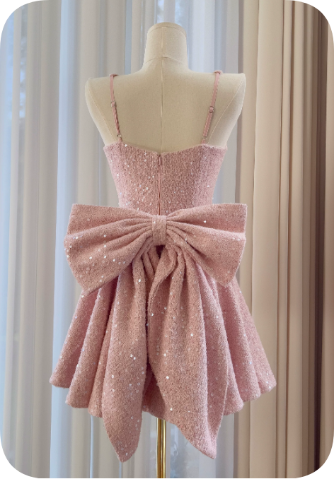 Sweet Homecoming Dress Square Bowknot Dress Back to School Outfits Party Dress  D6364
